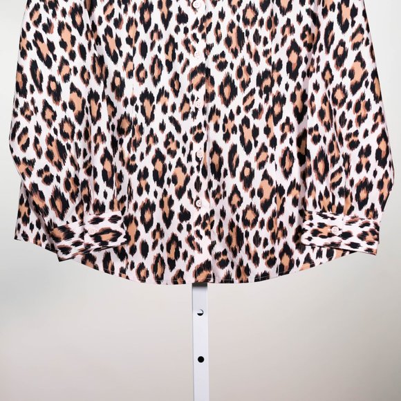 NWOT Chico's Women's Shirt Button Up Animal Cheetah Print No Iron Top 3 US XL/16 - Picture 5 of 8